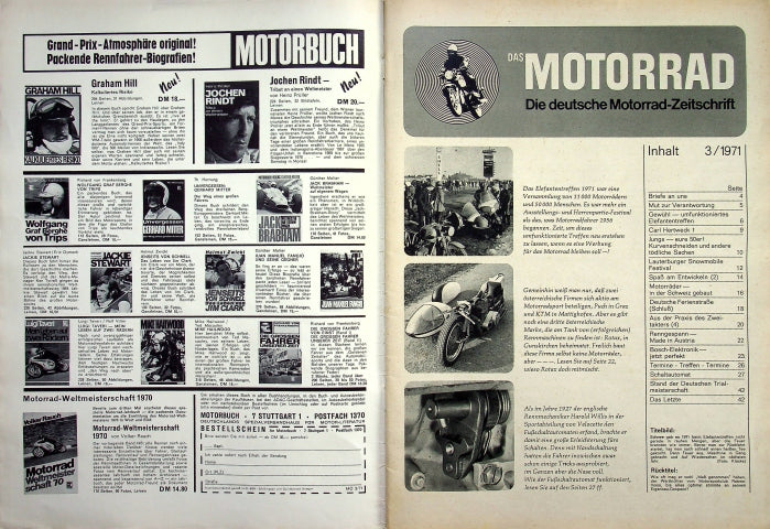 Inhaltsverzeichnis Motorrad 03/1971