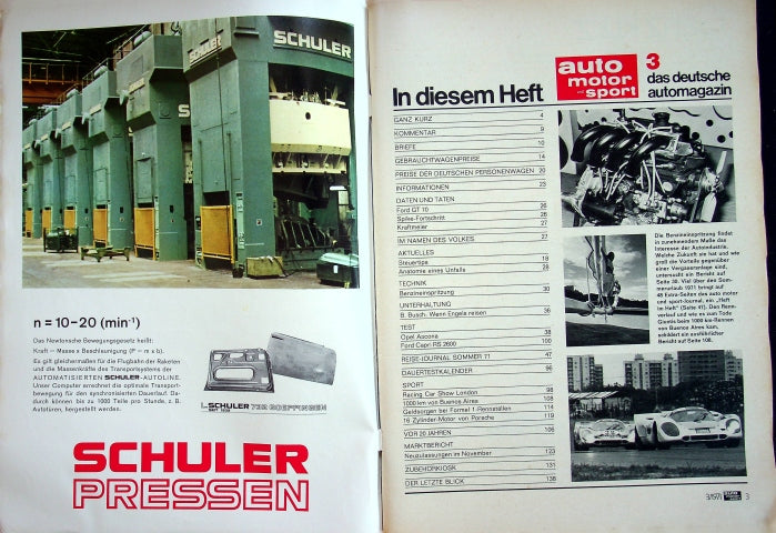 Inhaltsverzeichnis Auto Motor und Sport 03/1971