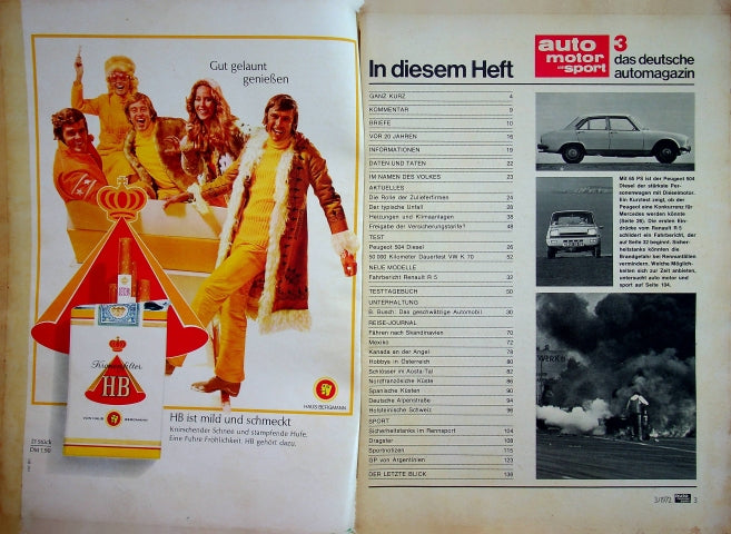 Inhaltsverzeichnis Auto Motor und Sport 03/1972