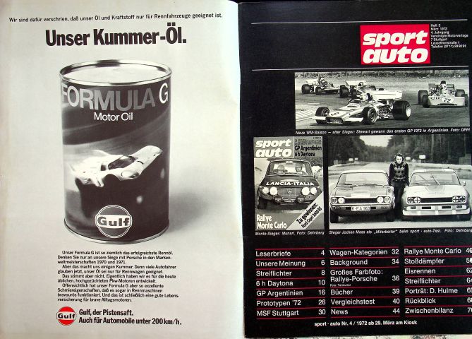 Inhaltsverzeichnis Sport Auto 03/1972