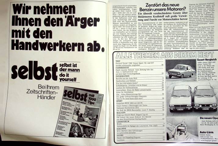 Inhaltsverzeichnis Autozeitung 03/1972