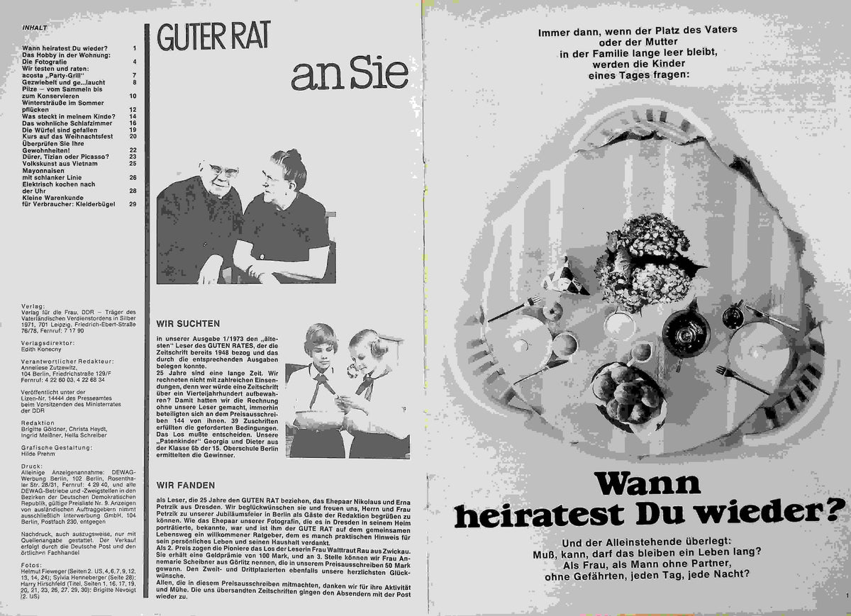 Inhaltsverzeichnis Guter Rat 03/1973