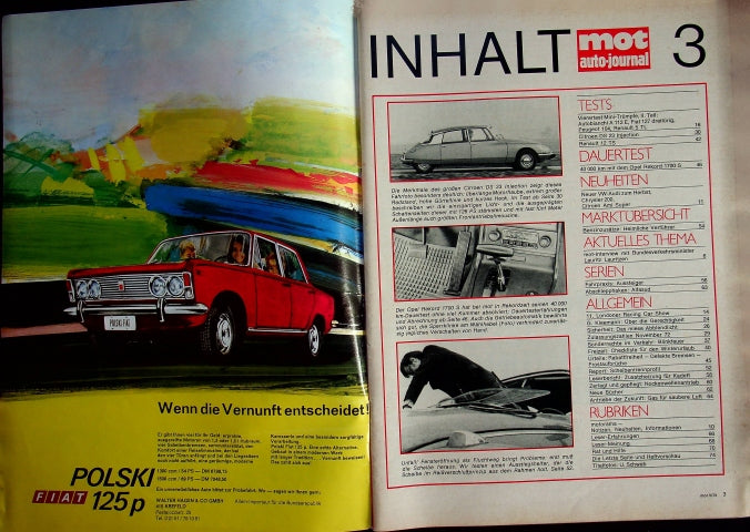 Inhaltsverzeichnis MOT 03/1973