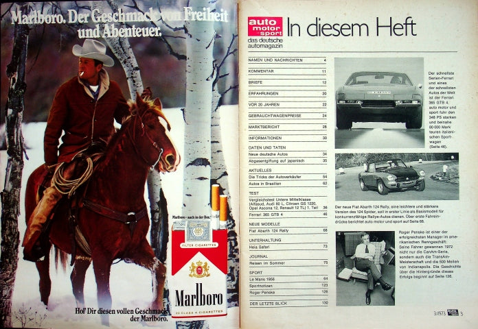 Inhaltsverzeichnis Auto Motor und Sport 03/1973