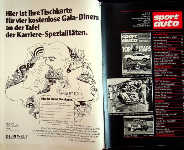 Inhaltsverzeichnis Sport Auto 03/1973