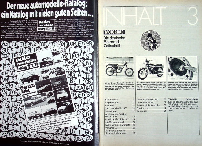 Inhaltsverzeichnis Motorrad 03/1973