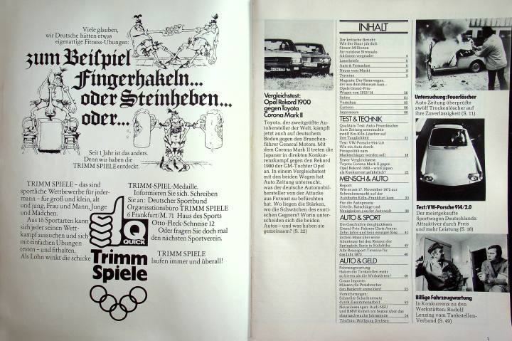 Inhaltsverzeichnis Autozeitung 03/1973