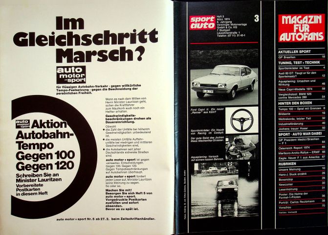 Inhaltsverzeichnis Sport Auto 03/1974