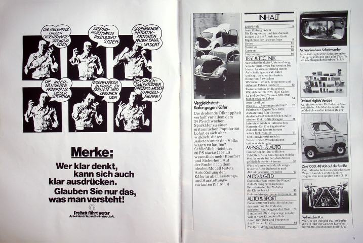 Inhaltsverzeichnis Autozeitung 03/1974