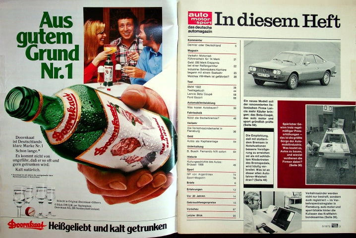 Inhaltsverzeichnis Auto Motor und Sport 03/1975