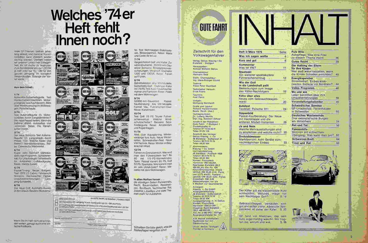 Inhaltsverzeichnis Gute Fahrt 03/1975