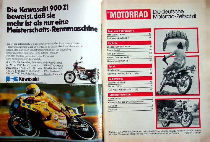 Inhaltsverzeichnis Motorrad 03/1975