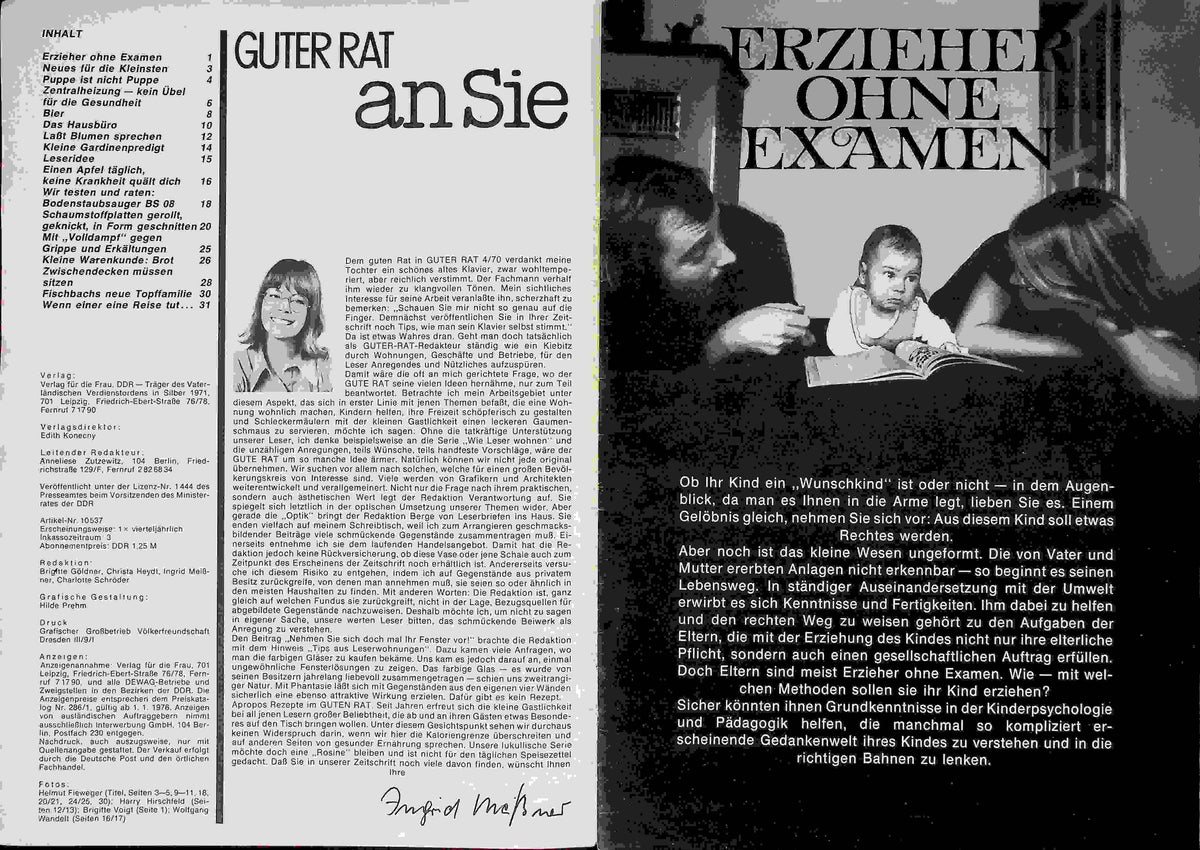 Inhaltsverzeichnis Guter Rat 03/1976
