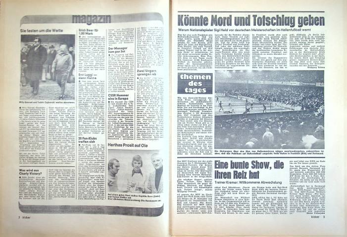 Inhaltsverzeichnis Kicker 03/1976
