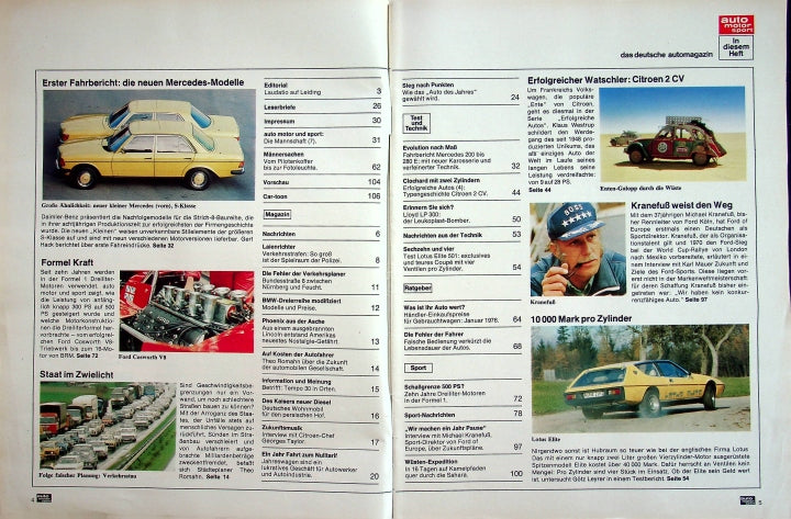 Inhaltsverzeichnis Auto Motor und Sport 03/1976