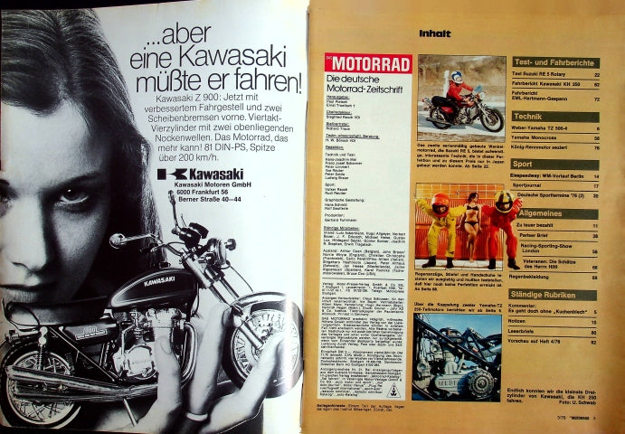 Inhaltsverzeichnis Motorrad 03/1976