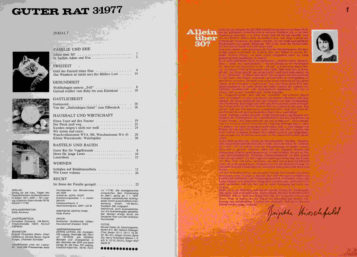 Inhaltsverzeichnis Guter Rat 03/1977