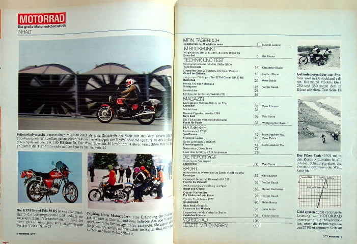 Inhaltsverzeichnis Motorrad 03/1977