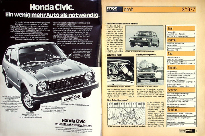 Inhaltsverzeichnis MOT 03/1977