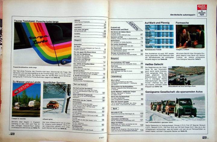 Inhaltsverzeichnis Auto Motor und Sport 03/1977