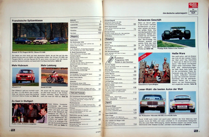 Inhaltsverzeichnis Auto Motor und Sport 03/1978