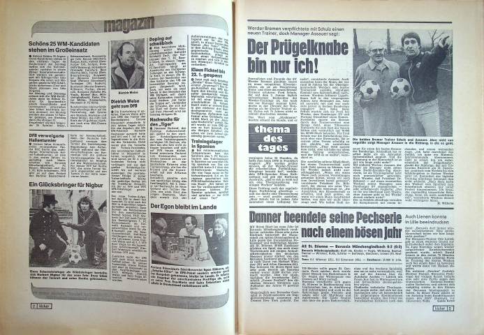 Inhaltsverzeichnis Kicker 03/1978