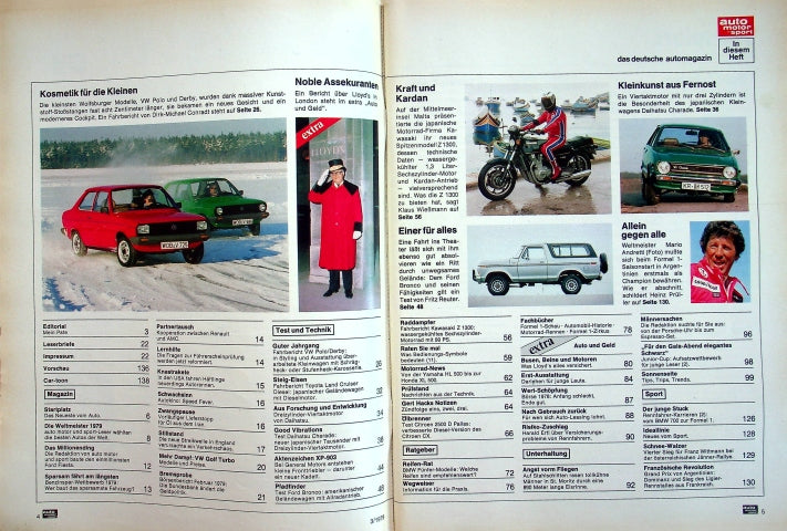 Inhaltsverzeichnis Auto Motor und Sport 03/1979
