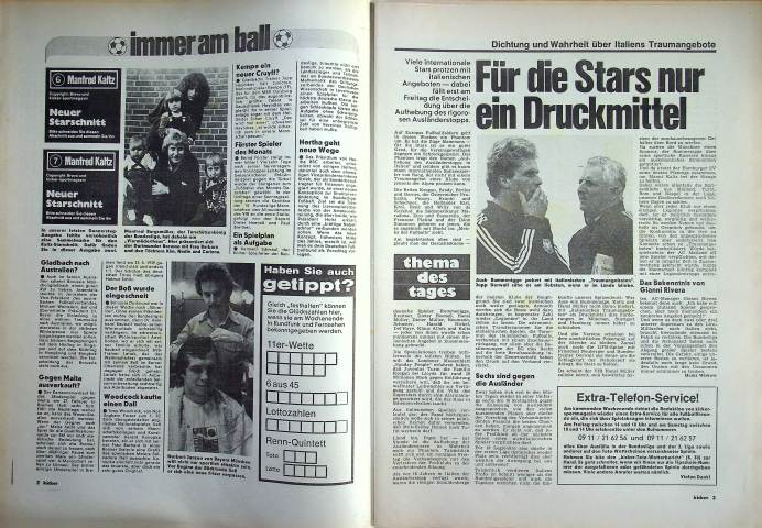 Inhaltsverzeichnis Kicker 03/1980