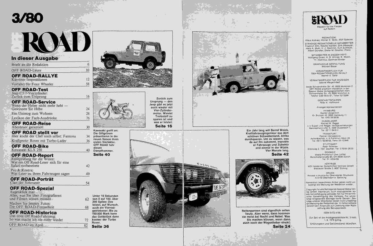 Inhaltsverzeichnis Offroad 03/1980