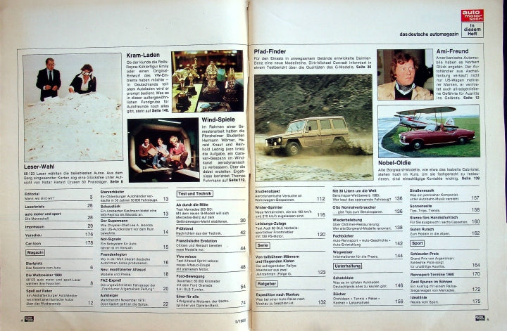 Inhaltsverzeichnis Auto Motor und Sport 03/1980