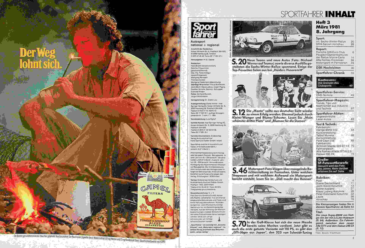 Inhaltsverzeichnis Sport Fahrer 03/1981
