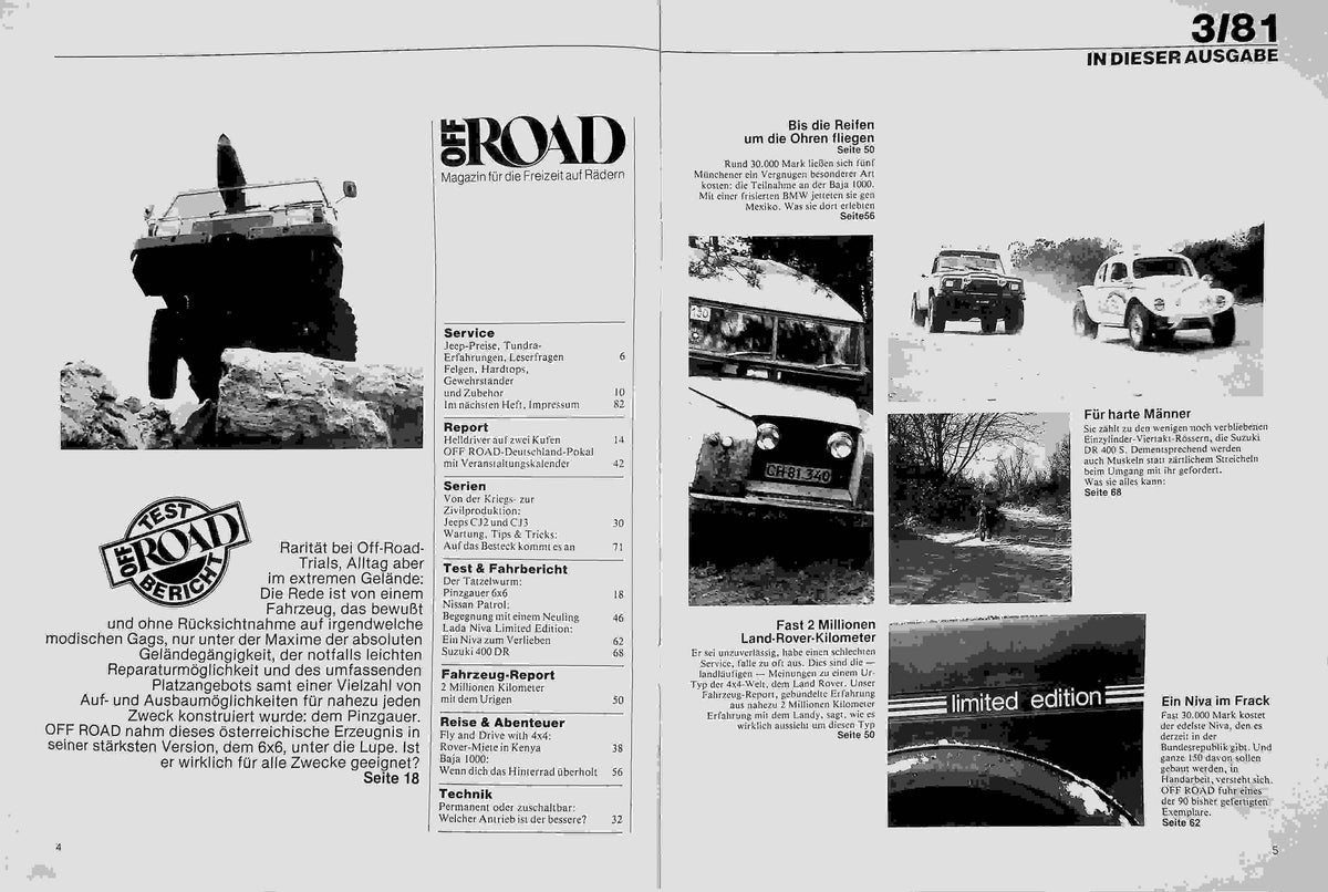 Inhaltsverzeichnis Offroad 03/1981