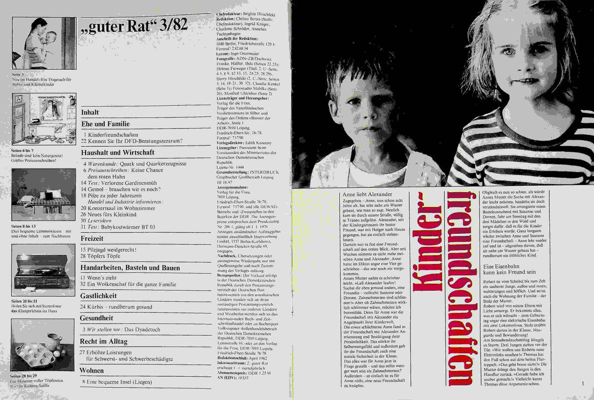 Inhaltsverzeichnis Guter Rat 03/1982