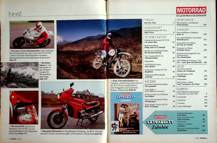 Inhaltsverzeichnis Motorrad 03/1982