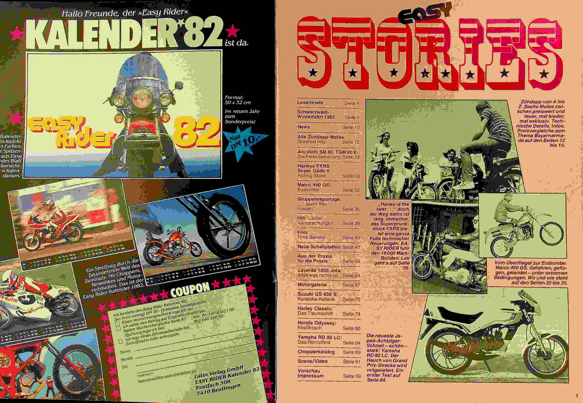 Inhaltsverzeichnis Easy Rider 03/1982