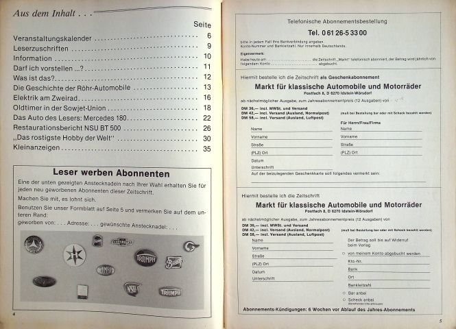 Inhaltsverzeichnis Oldtimer Markt 03/1982