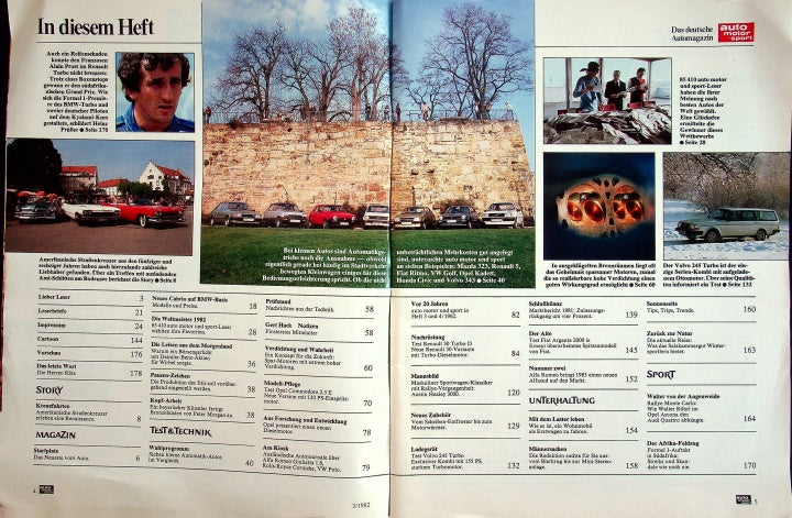 Inhaltsverzeichnis Auto Motor und Sport 03/1982