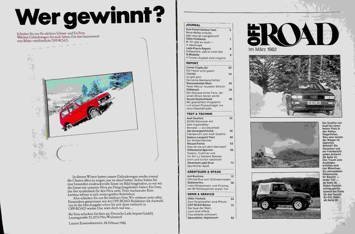 Inhaltsverzeichnis Offroad 03/1982