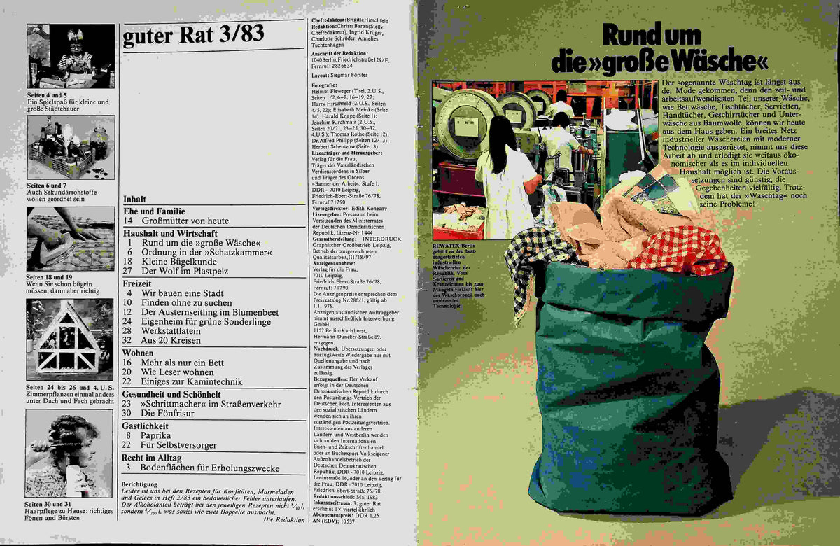 Inhaltsverzeichnis Guter Rat 03/1983