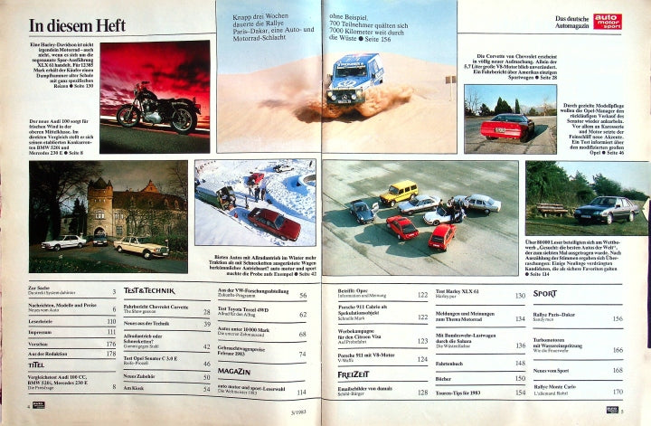 Inhaltsverzeichnis Auto Motor und Sport 03/1983