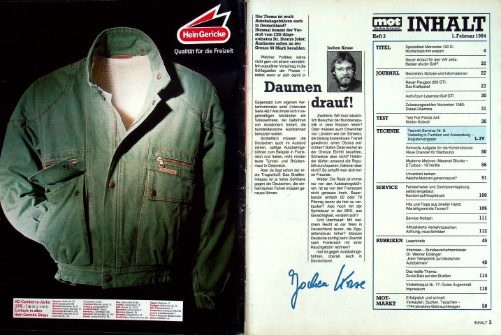 Inhaltsverzeichnis MOT 03/1984