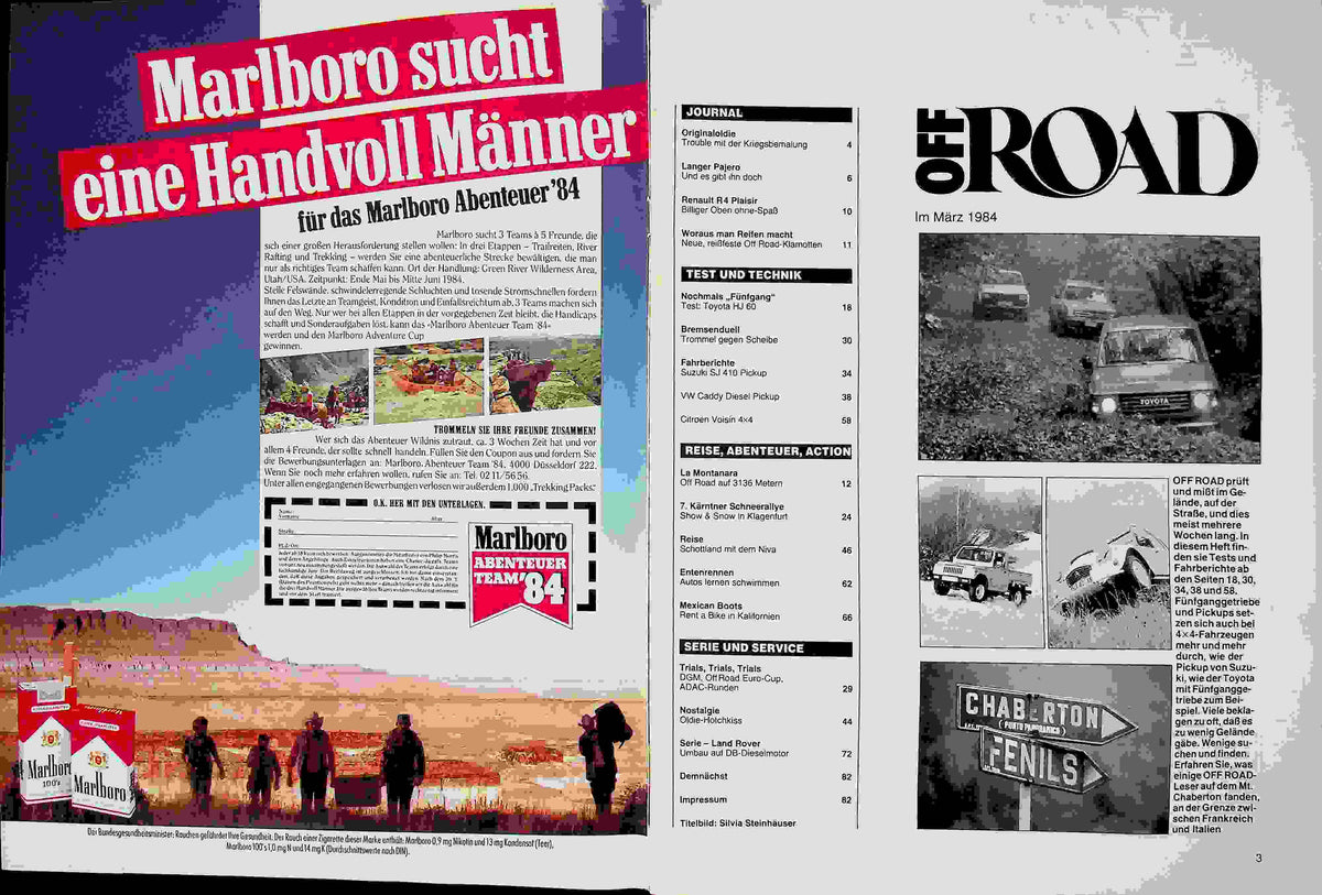 Inhaltsverzeichnis Offroad 03/1984