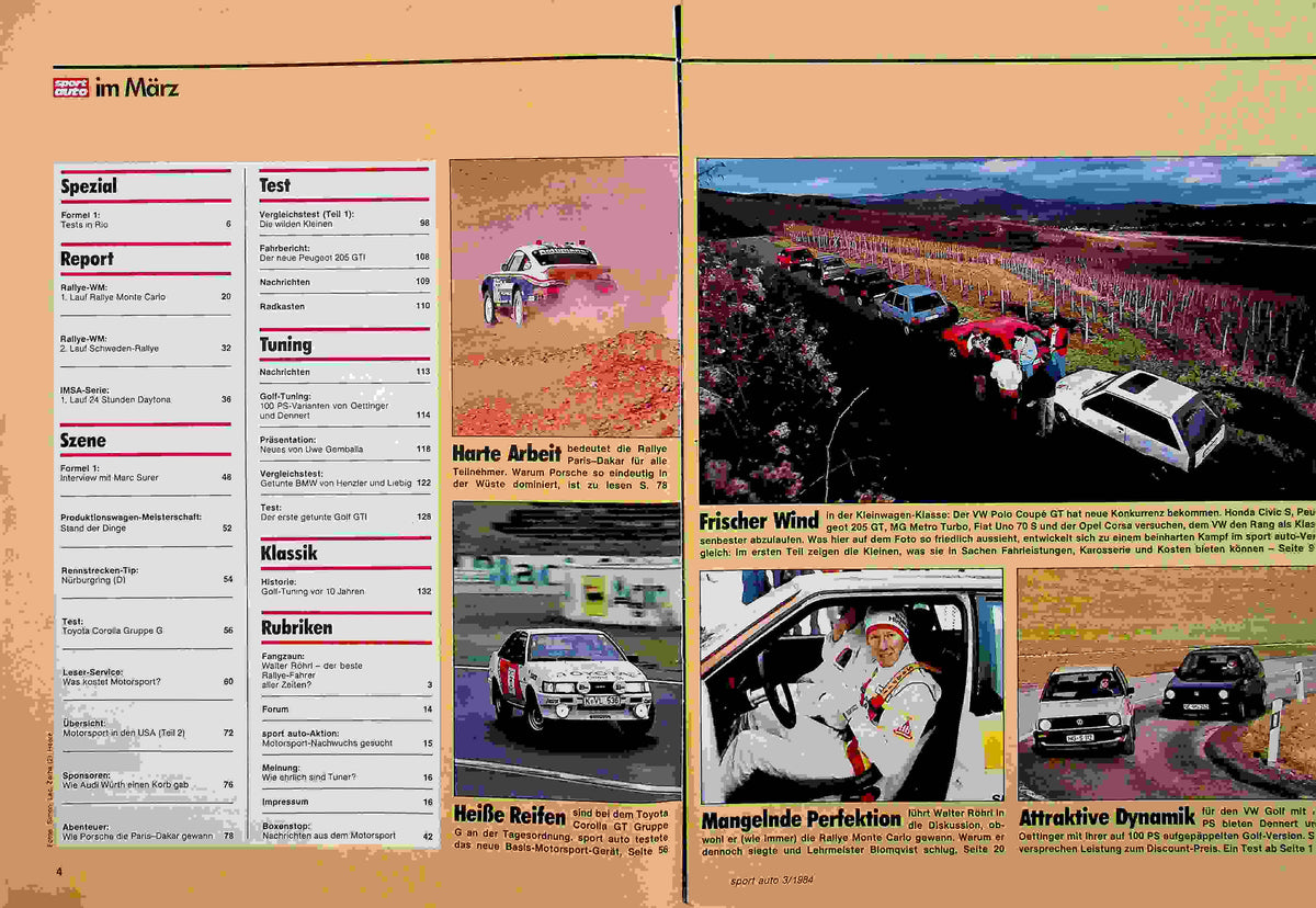 Inhaltsverzeichnis Sport Auto 03/1984