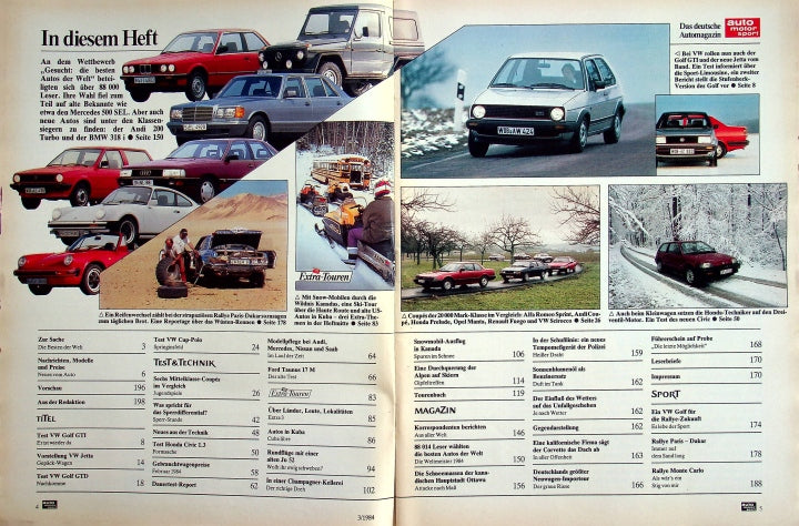 Inhaltsverzeichnis Auto Motor und Sport 03/1984