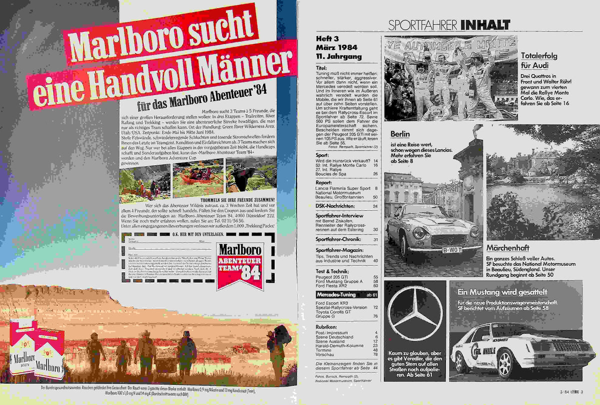 Inhaltsverzeichnis Sport Fahrer 03/1984