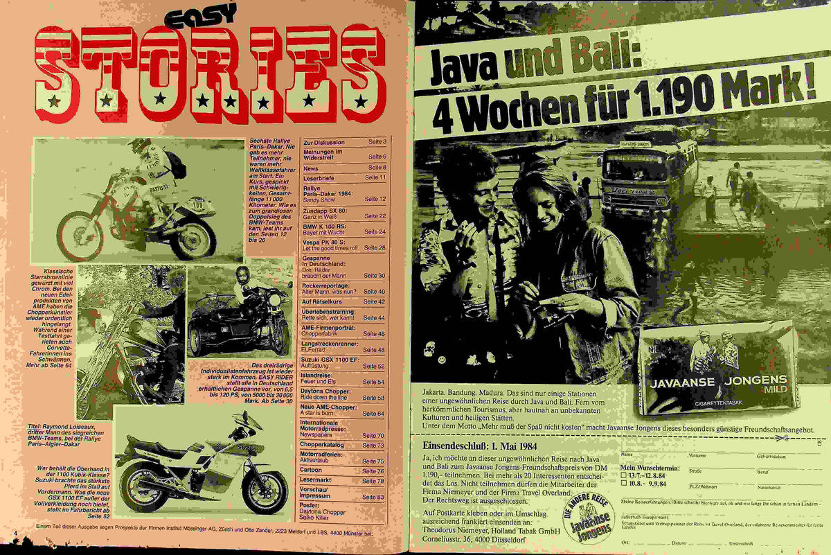 Inhaltsverzeichnis Easy Rider 03/1984