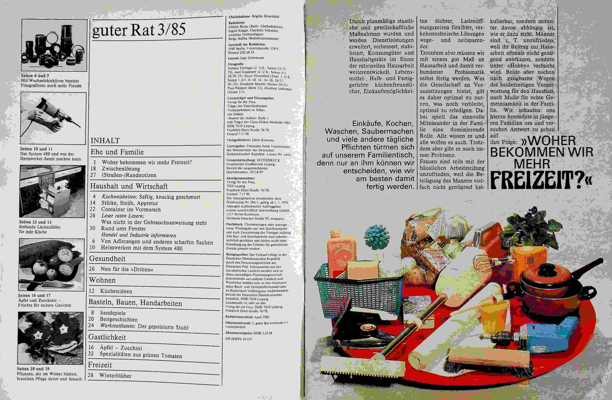 Inhaltsverzeichnis Guter Rat 03/1985