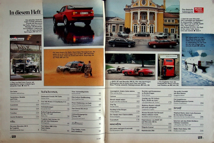 Inhaltsverzeichnis Auto Motor und Sport 03/1985