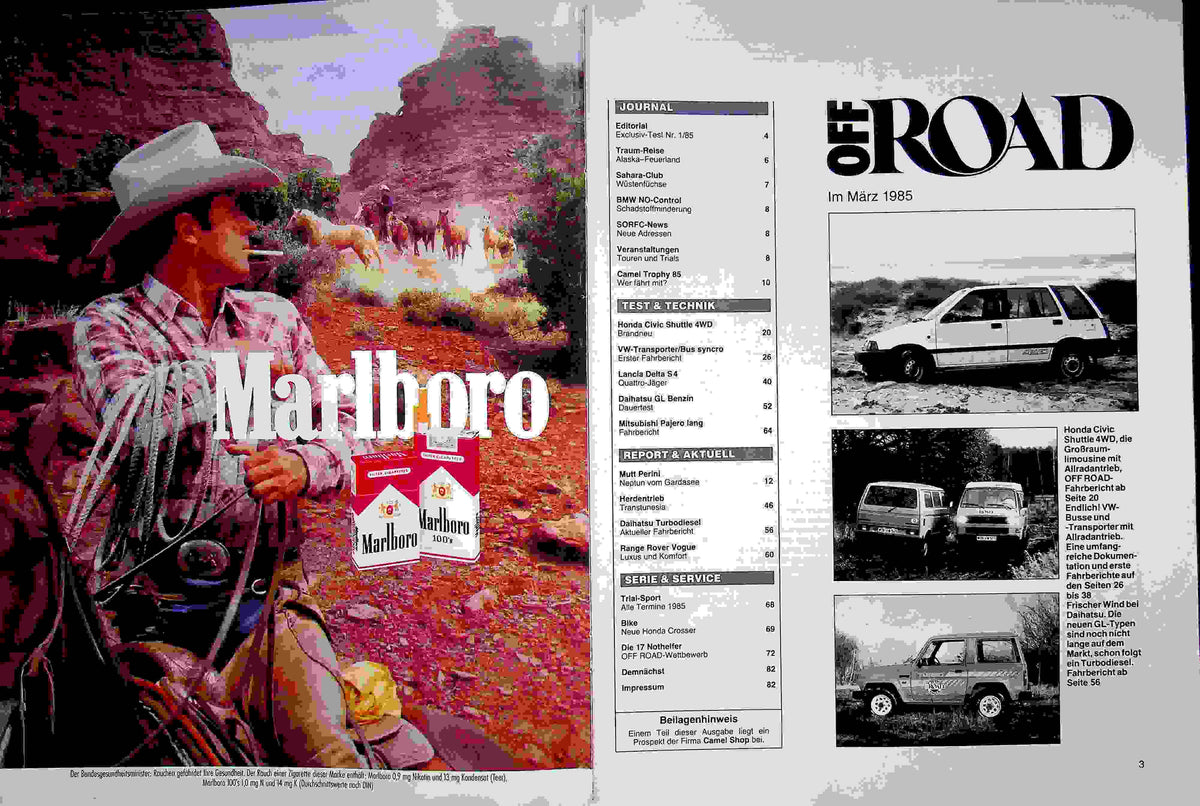 Inhaltsverzeichnis Offroad 03/1985