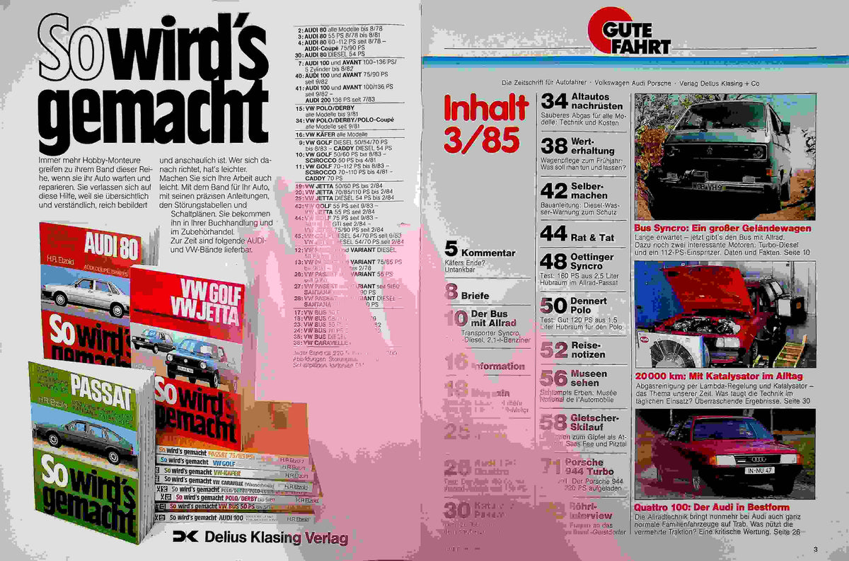 Inhaltsverzeichnis Gute Fahrt 03/1985